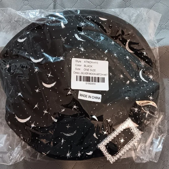 Witch Hat w Silver Moon & Stars (NEW) - Picture 2 of 7